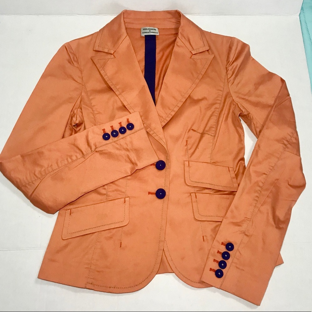 Philosophy Di Alberta Ferretti Orange Blazer Sz 4